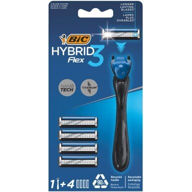 BIC Hybrid 3 Flex  vyr. skustuvas 1vnt. +4 peiliukai