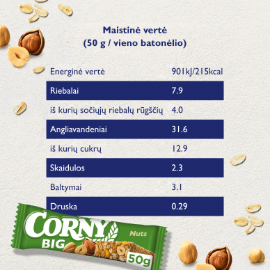 CORNY BIG javainis su riešutais, 50g 1