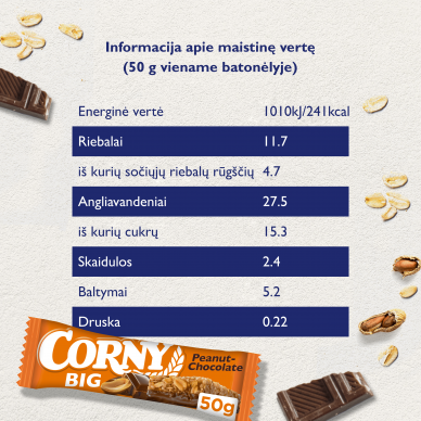 CORNY BIG javainis su žemės riešutais, 50g 1