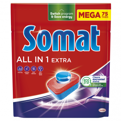 Indaplovių tabletės "SOMAT All in One Extra" 75vnt.