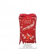 LINDT LINDOR pieninio šokolado rutuliukai šventinėje dežutėje,75g