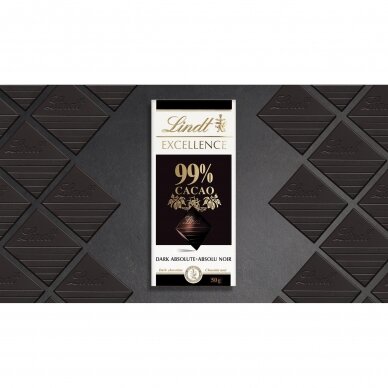 LINDT EXCELLENCE juodasis šokoladas (99%), 50g 4