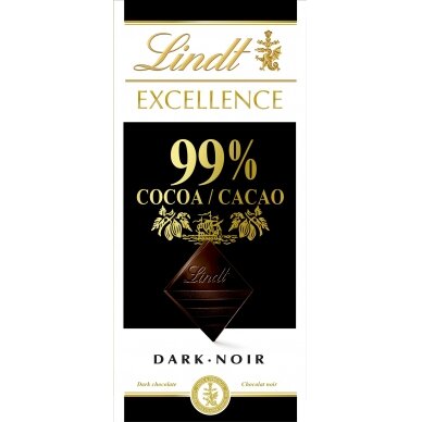 LINDT EXCELLENCE juodasis šokoladas (99%), 50g