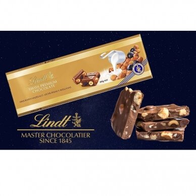 LINDT GOLD pieninis šokoladas su razinomis ir riešutais, 300g 1