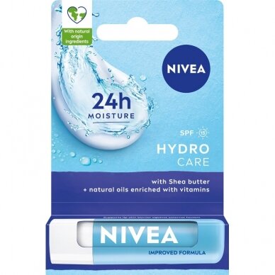 NIVEA HYDRO CARE kremas lūpoms, 4,8g