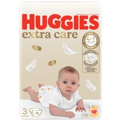 Sauskelnės HUGGIES EXTRA CARE 3 (6-10 kg), 72 vnt.