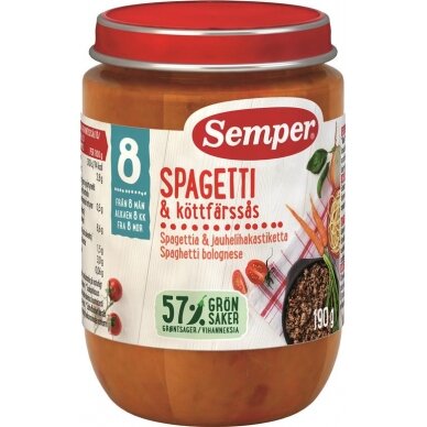 SEMPER patiekalas Bolognese spagečiai 8 mėn., 190g