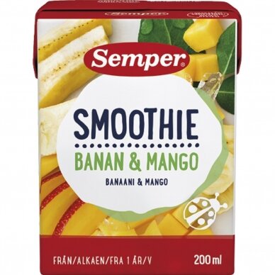 SEMPER SMOOTHIE geriamoji bananų ir mangų tyrė, 12mėn., 200ml