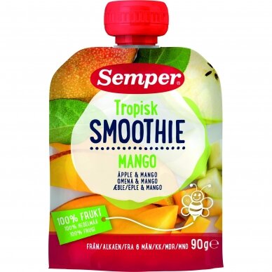 SEMPER SMOOTHIE geriamoji obuolių ir mangų tyrė, 6mėn., 90g