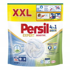 Skalbimo kapsulės "PERSIL EXPERT DISCS Sensitive" 34sk.(Doypack)