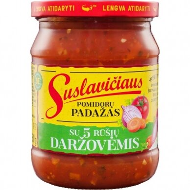 SUSLAVIČIAUS pomidorų padažas su 5 daržovėmis, 500g