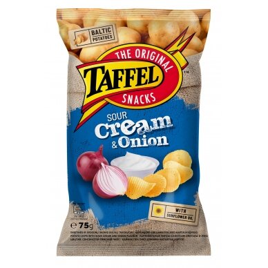 TAFFEL S.CREAM & ONION CHIPS bulvių traškučiai, 75 g