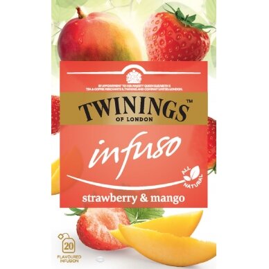 TWININGS Vaisinė arbata su braškėmis ir mangais,20x2g,40g