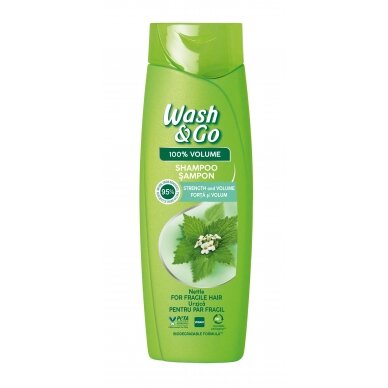 WASH&GO stiprinantis šampūnas su dilgėlių esktraktu, 360 ml